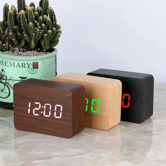 LED Wooden Alarm Clock