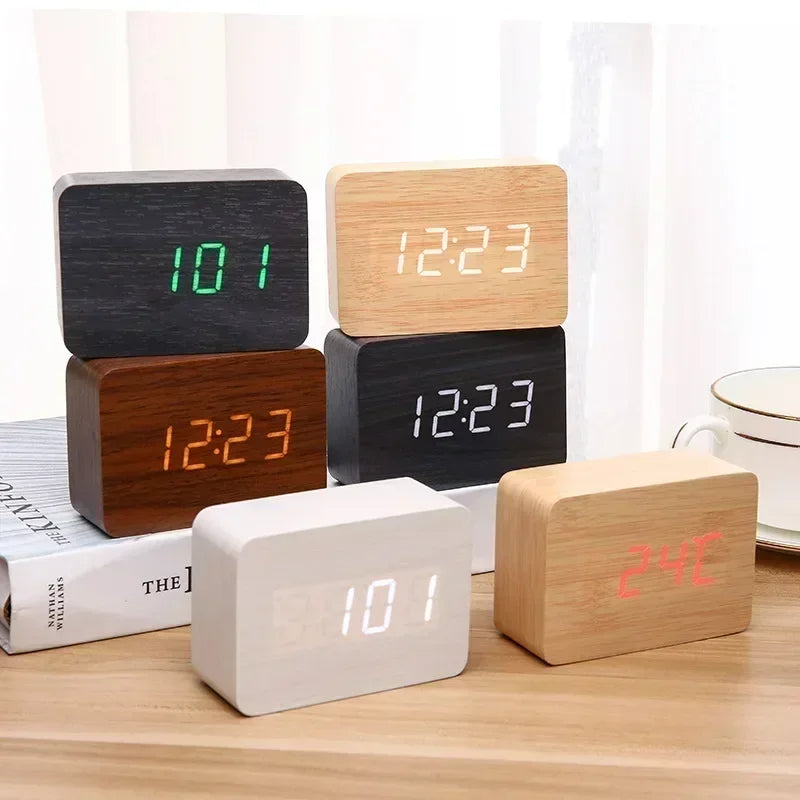 LED Wooden Alarm Clock