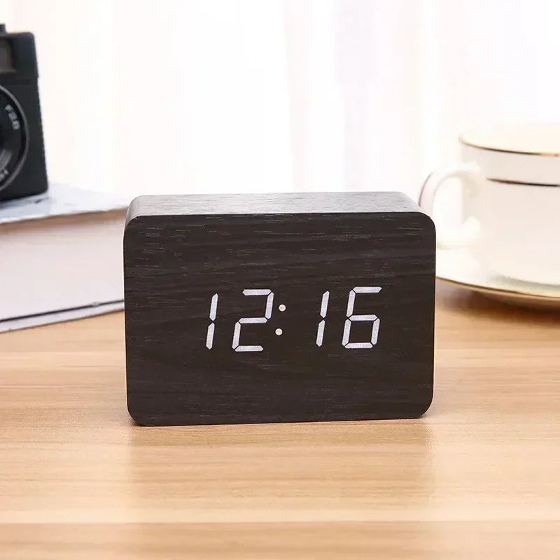 LED Wooden Alarm Clock