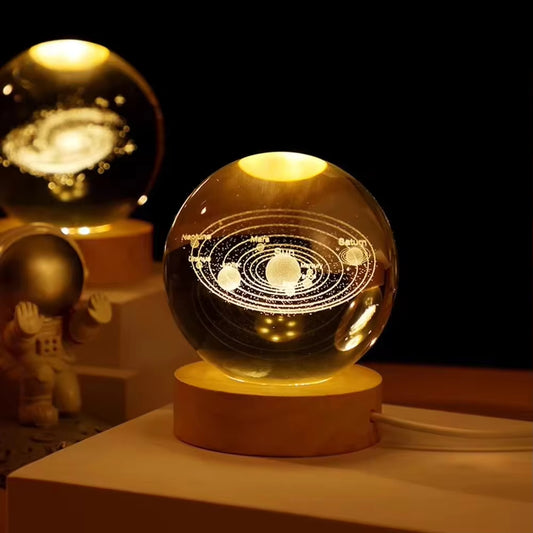 Crystal Ball Lamp with Galaxy and Planetary Projections