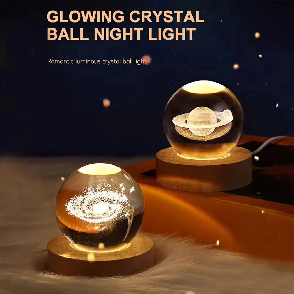 Crystal Ball Lamp with Galaxy and Planetary Projections